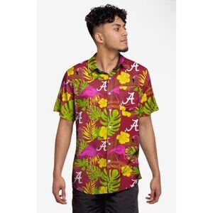 Foco Alabama Crimson Tide Highlights Button Up‎ Shirt Hawaiian Mens LG Flamingos